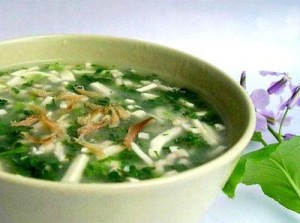 猪血豆腐青菜汤